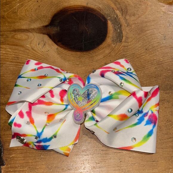 Cheer Bow - Colorful Tie-Dye Heart Kids Hair Bow - Picture 1 of 5